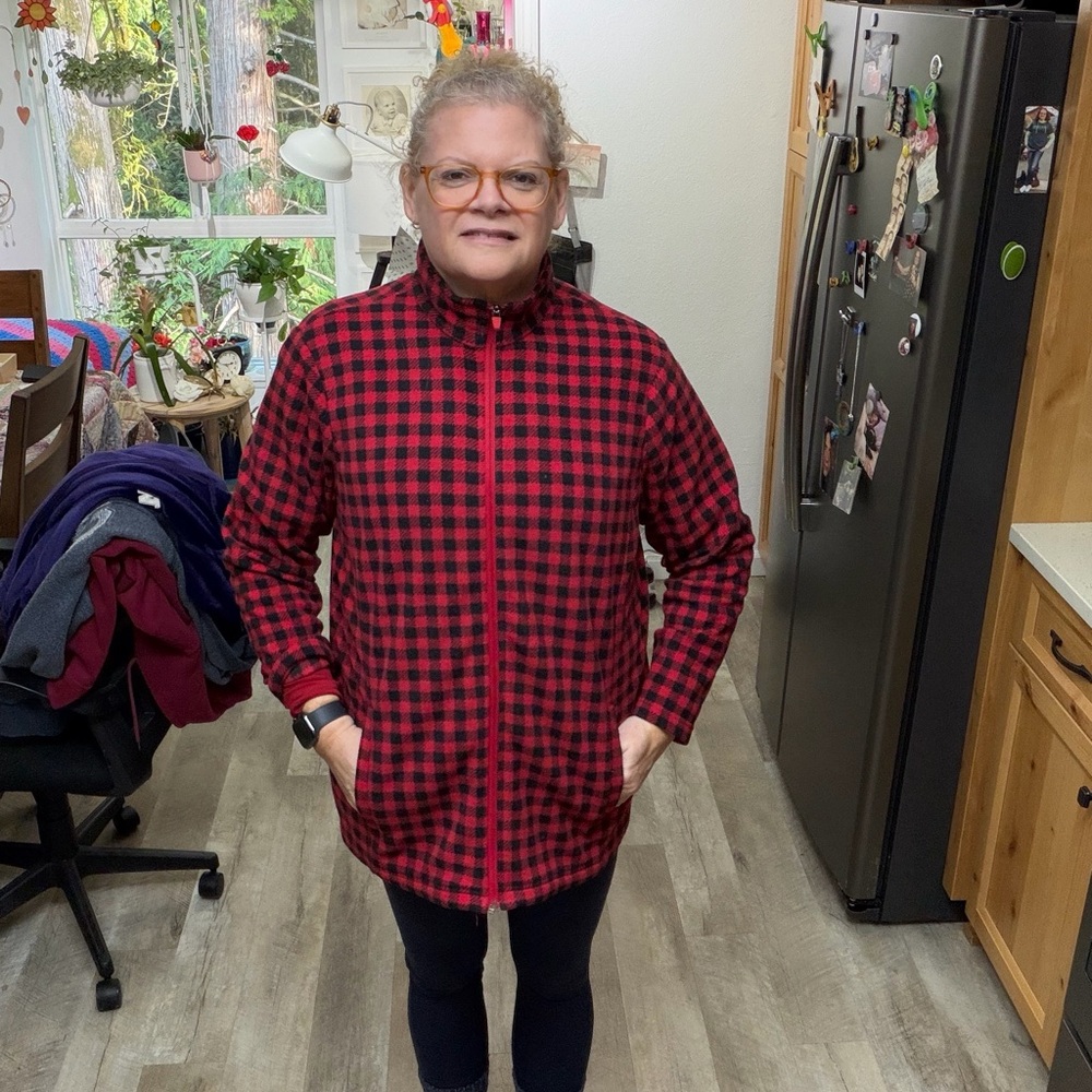 Lands' End Red and Black Plaid Jacket
